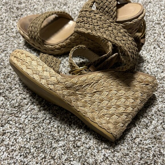 Stuart WEITZMAN Jennifer Aniston Alex CROCHET ESPADRILLE Wedge Heel Sand… - Picture 3 of 4